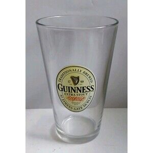 Vintage Guinness Extra Stout St James Gate Dublin Beer Pint Glass Label Logo